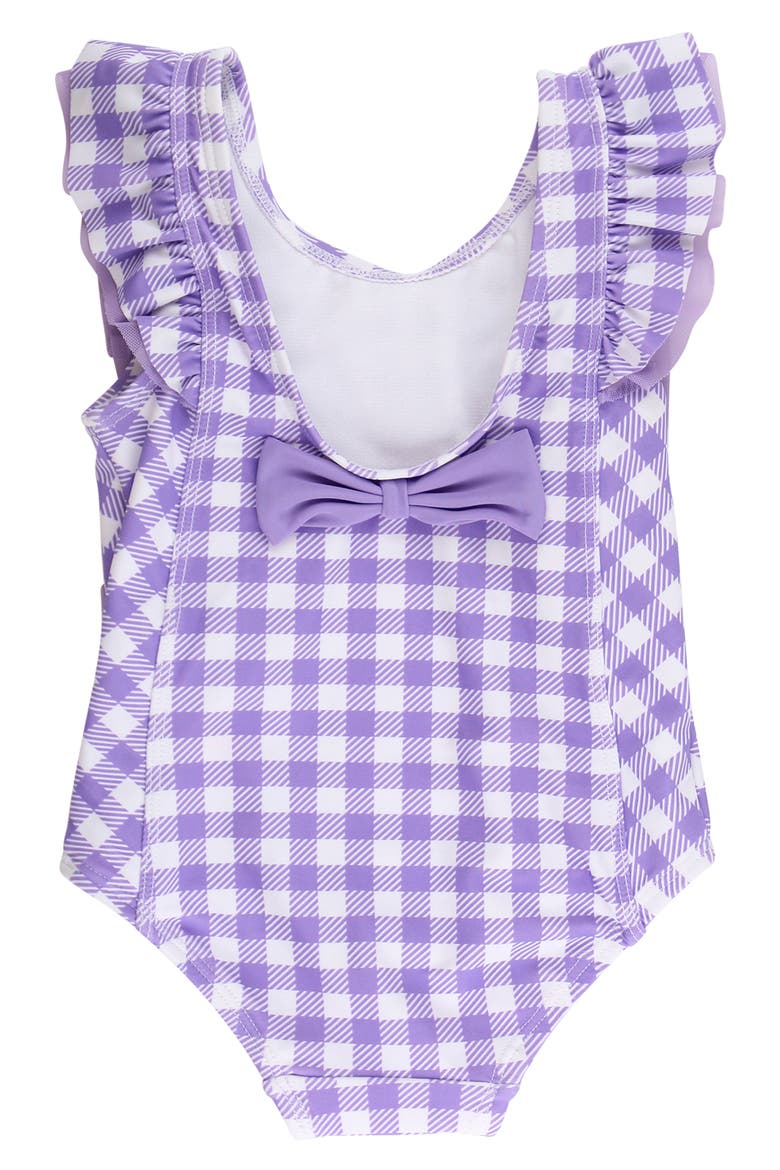 Kids' Wisteria Purple Gingham One-Piece Swimsuit, Alternate, color, PURPLE