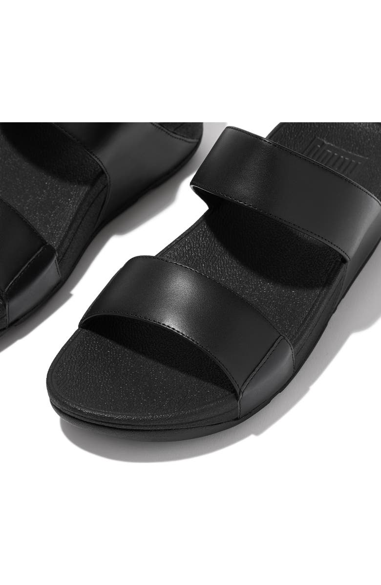 FitFlop Lulu Leather Slides Sandals, Alternate, color, All Black