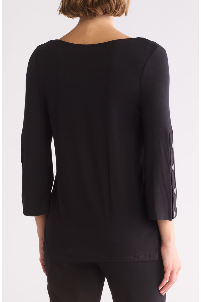 Three Quarter Sleeve Top, Alternate, color, BLACK