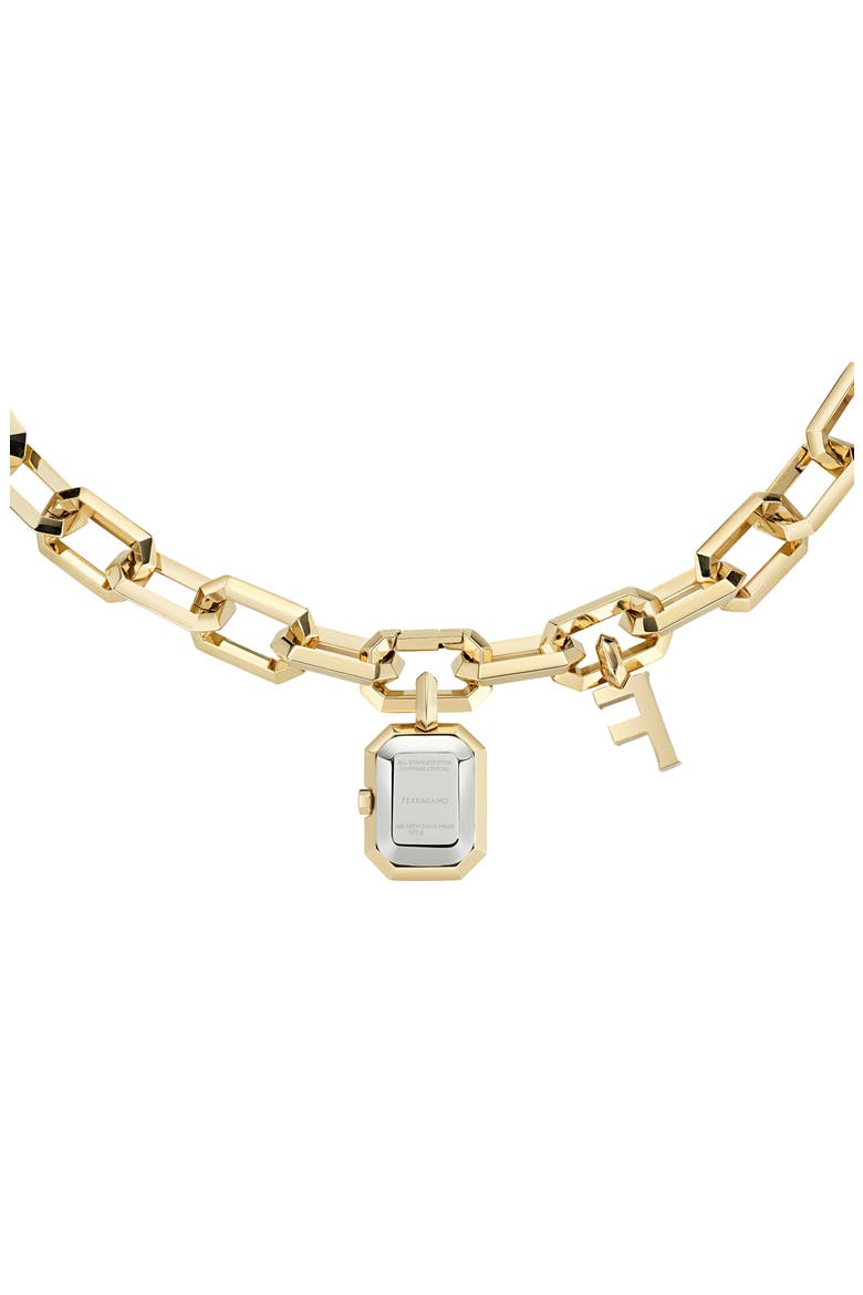 'F' Charm Bracelet Watch, 16mm x 21mm, Alternate, color, IP YELLOW GOLD