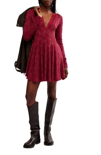 FREE PEOPLE FREE PEOPLE ALL YOURS LACE LONG SLEEVE MINIDRESS
