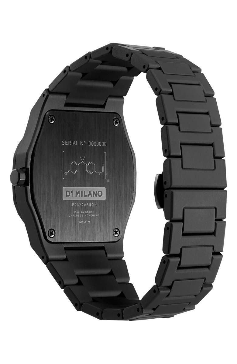 D1 Milano Cloudburst Polycarbon Bracelet Watch, 40.5mm, Alternate, color, Black