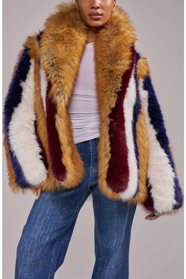 Ambria Faux Fur Jacket, Alternate, color, MULTI