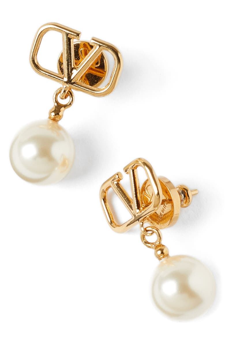 Valentino Garavani Valentino VLOGO Imitation Pearl Drop Earrings, Alternate, color,