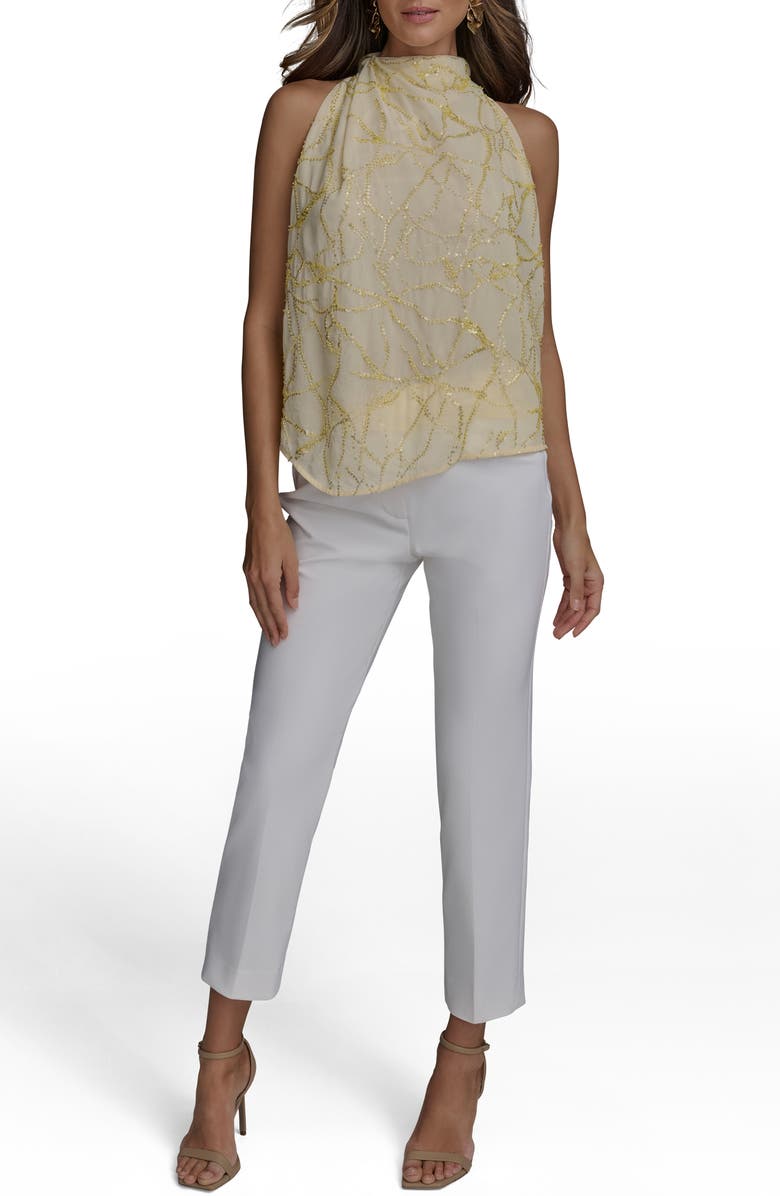 Donna Karan New York Embellished Cutaway Shoulder Top, Alternate, color, 