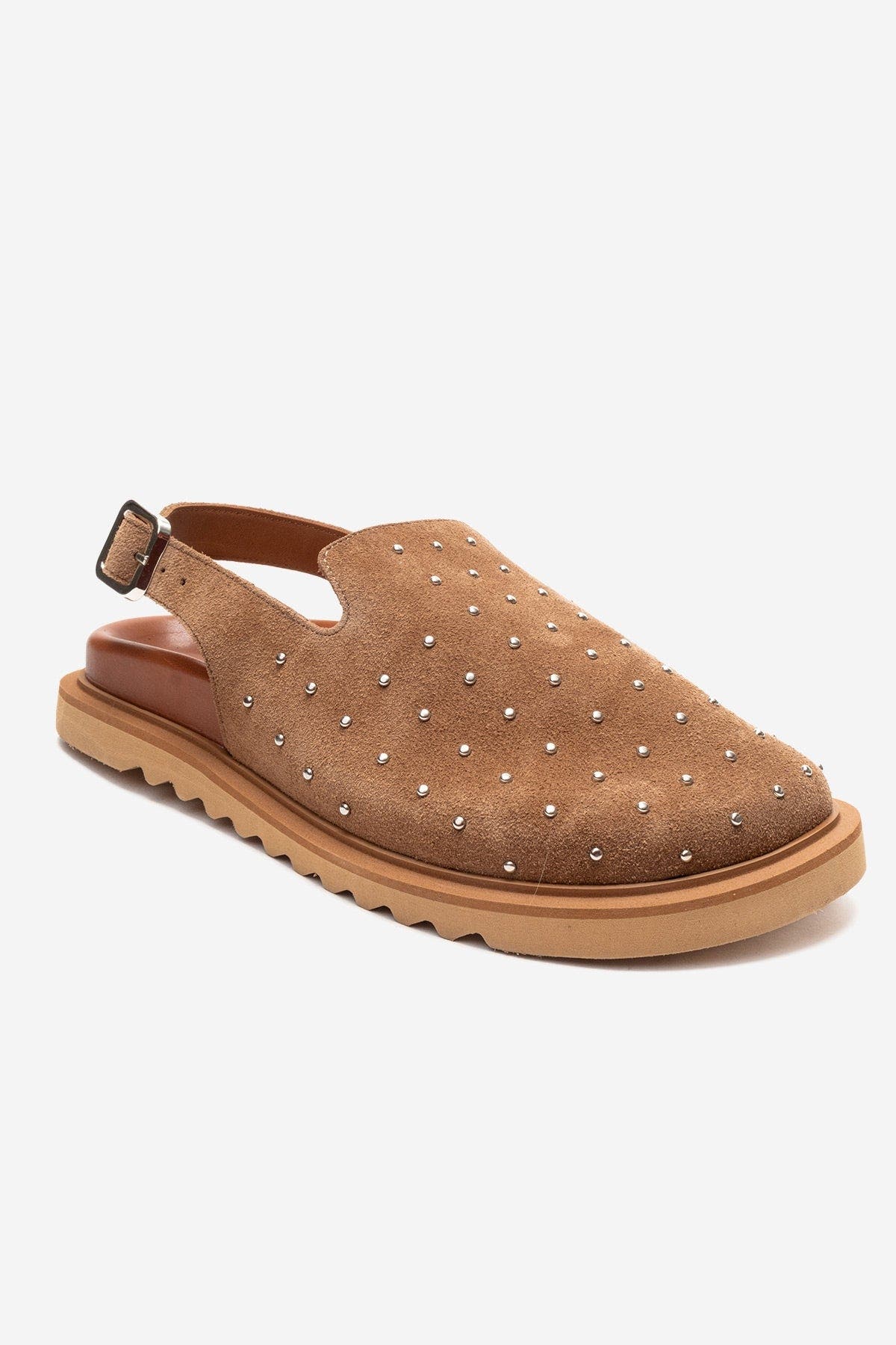 Our Leather Studded Clogs, Main, color, Cognac Suede