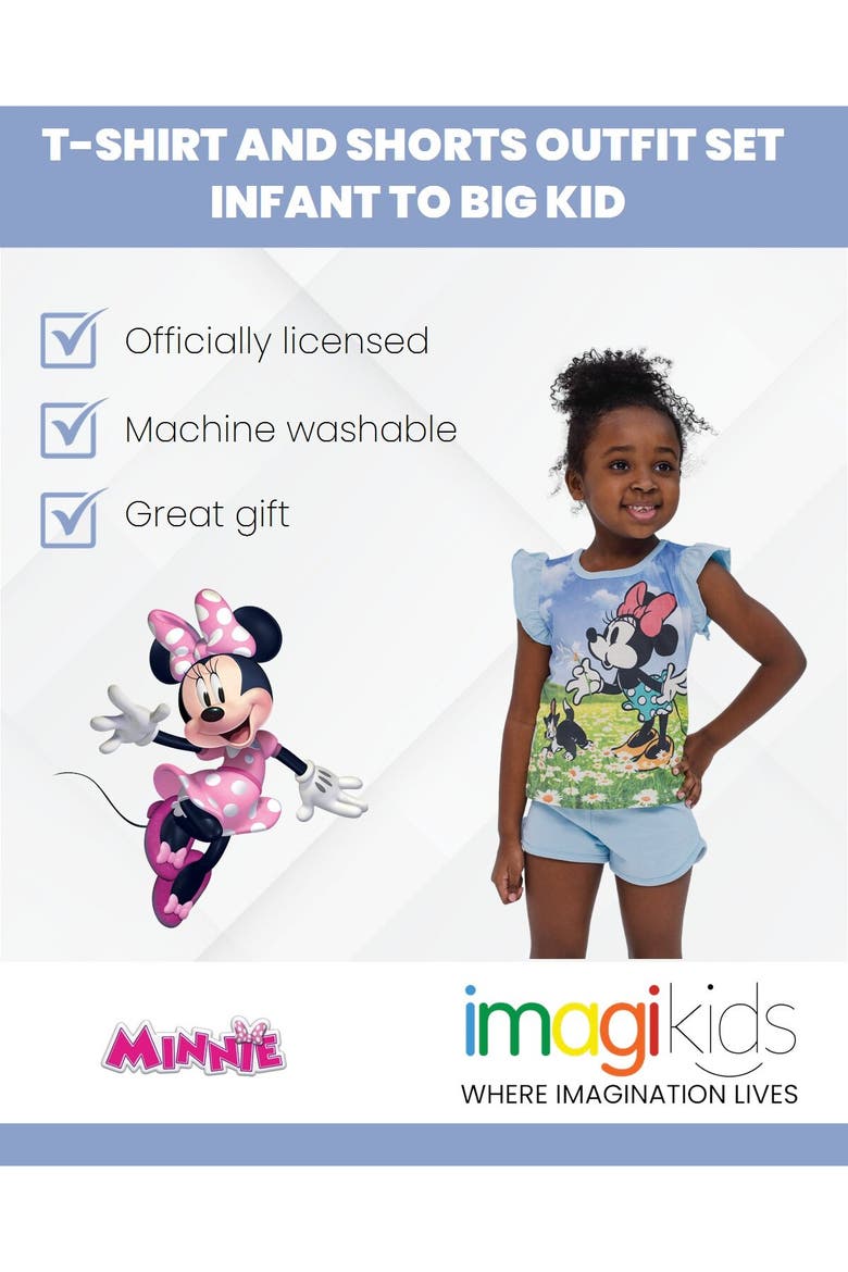 Minnie Mouse Sublimated 2-Piece T-Shirt and Shorts Set, Alternate, color, Blue Minnie Figaro