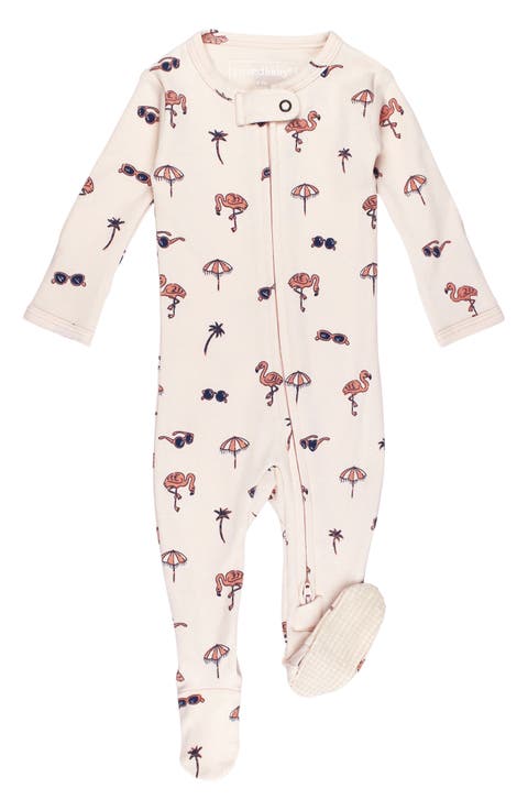 Print Organic Cotton Zip Footie (Baby)