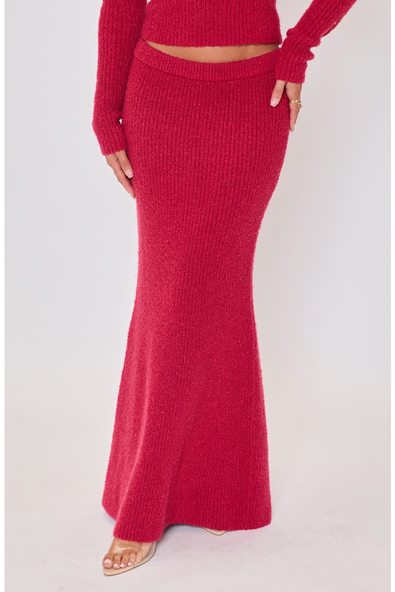 Ruby Flute Rib Maxi Skirt, Main, color, WINE