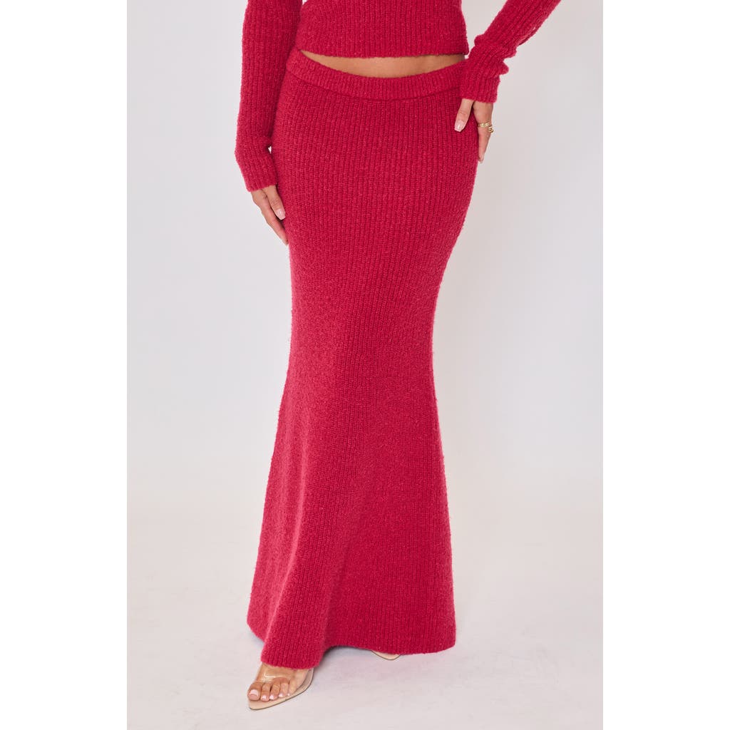 Vici Collection Ruby Flute Rib Maxi Skirt In Red