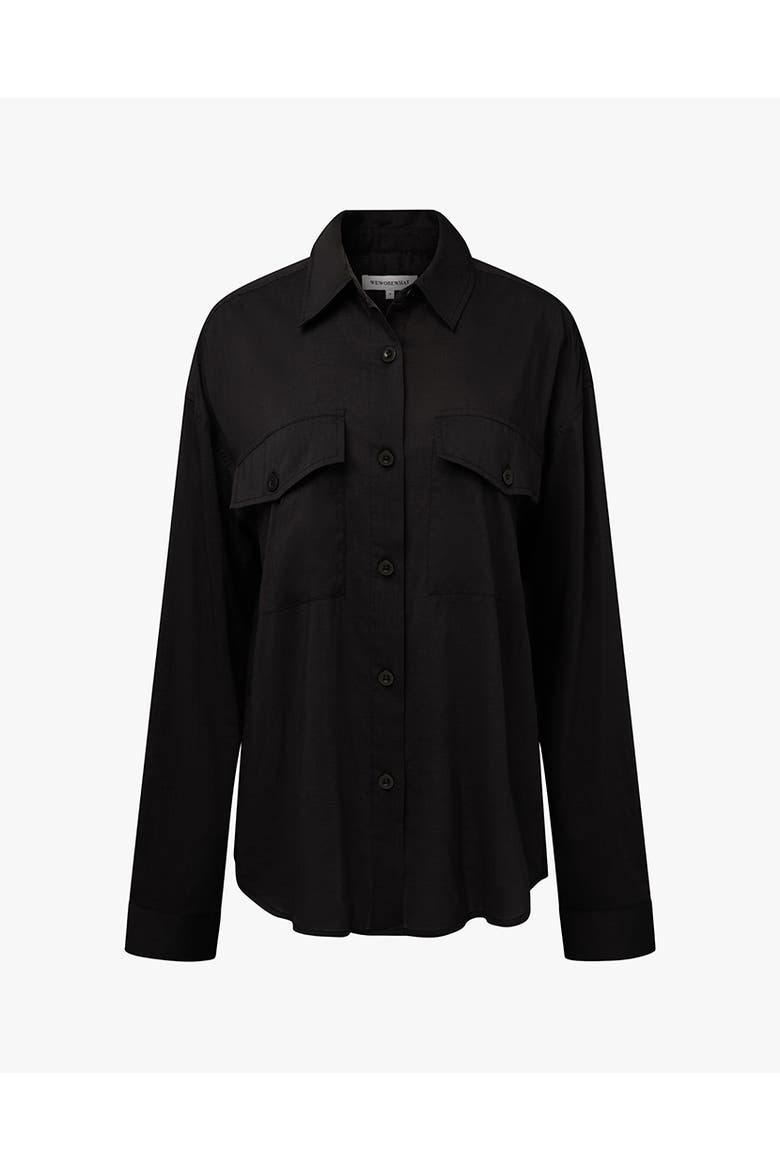 Boxy Button Down Shirt, Alternate, color, BLACK