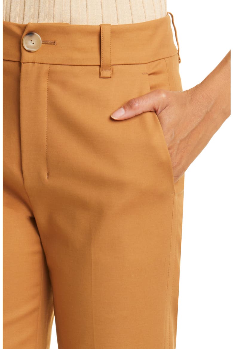 Cotton Blend Cigarette Trousers, Alternate, color, ALMOND