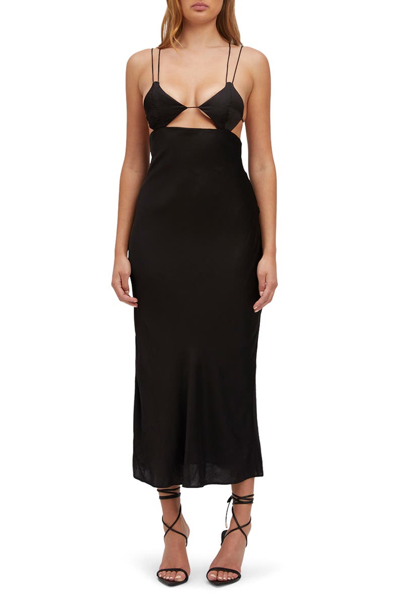 Bardot Lucia Cutout Midi Slipdress, Main, color, 