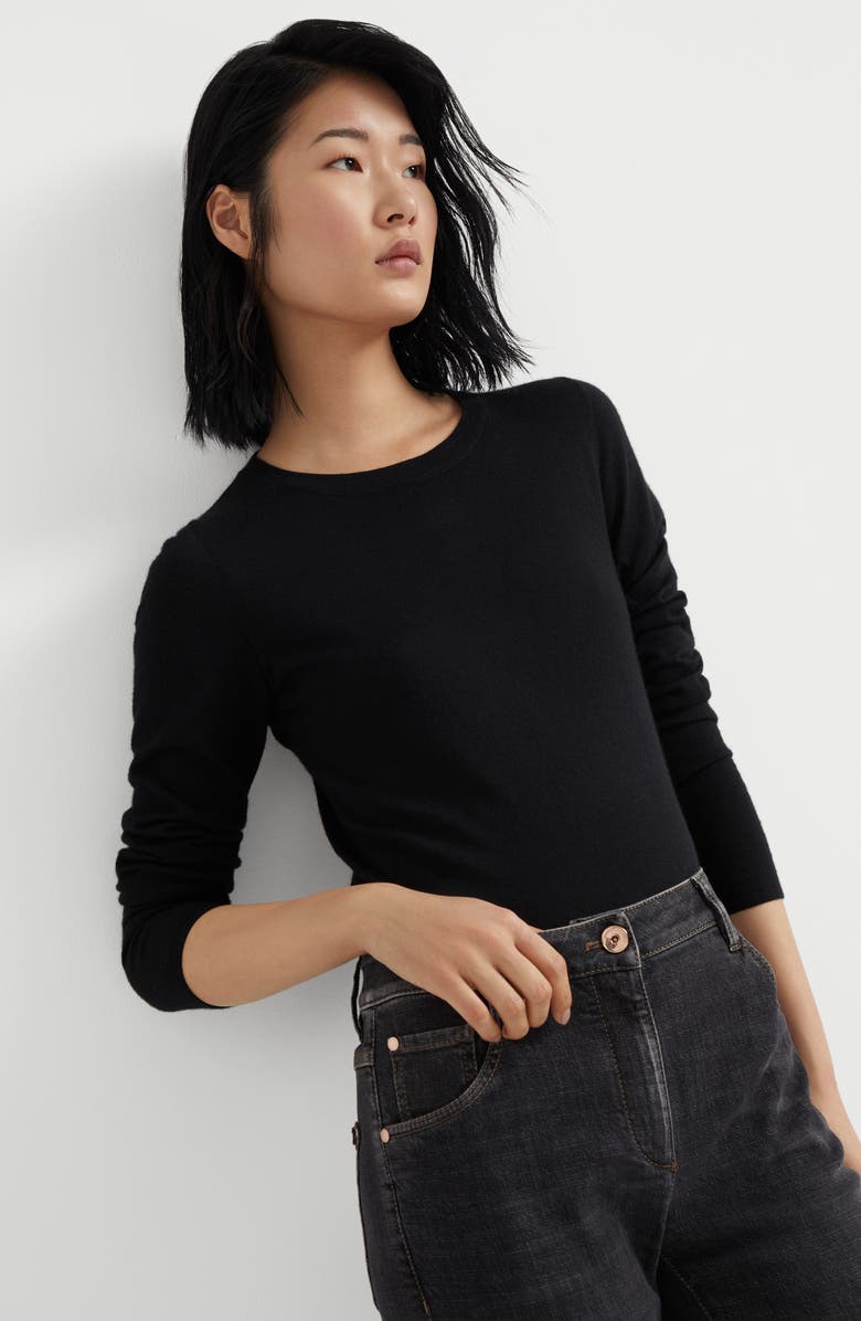 Brunello Cucinelli Cashmere and silk sweater, Alternate, color, Black