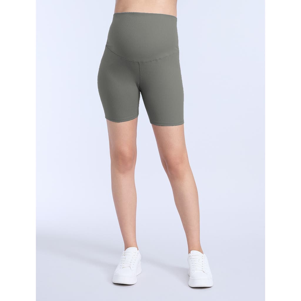 Motherhood Maternity 6 1/2" Ribbed Maternity Biker Short In Green