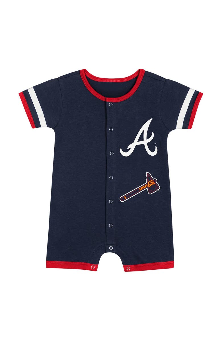 Outerstuff Newborn  Navy Atlanta Braves Double Hit Coveralls, Alternate, color, 