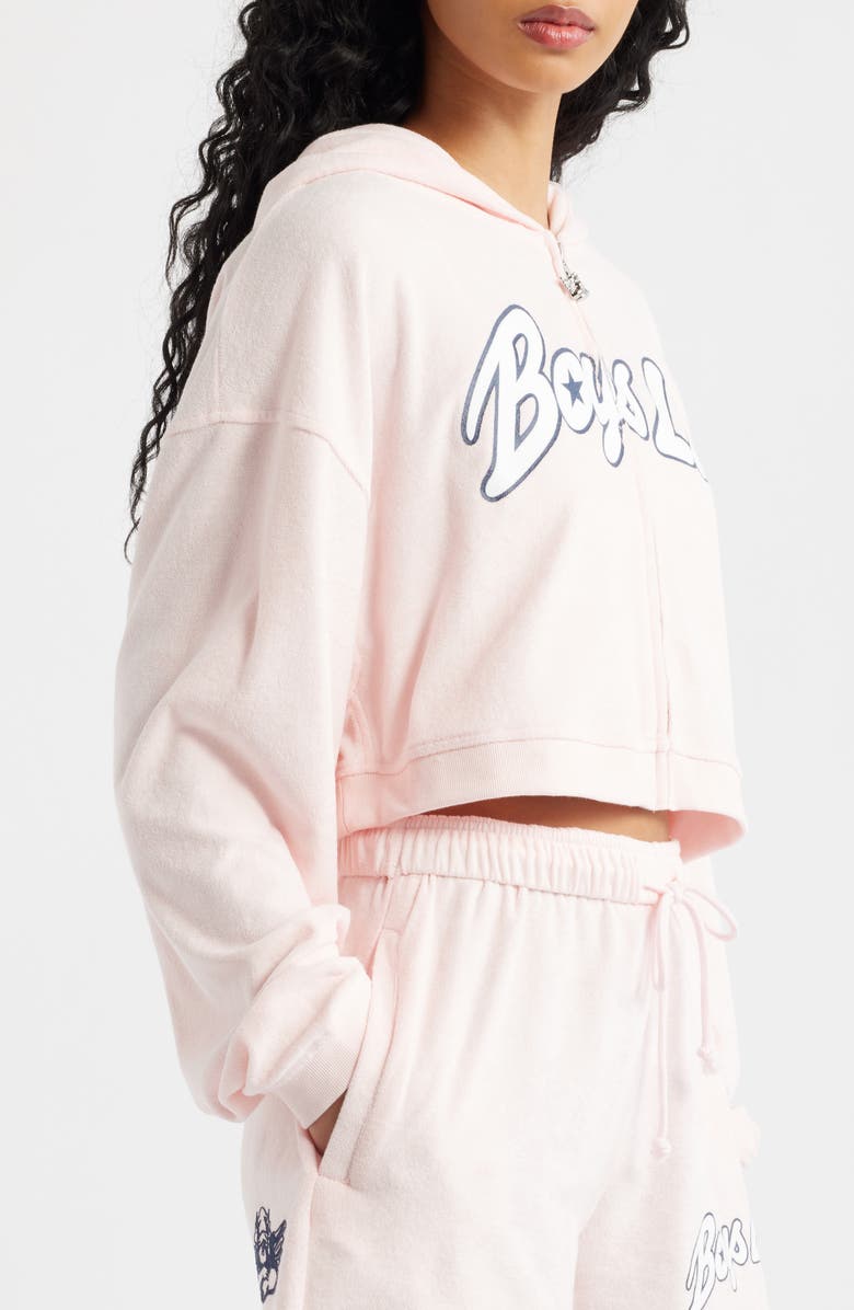 BOYS LIE Starlight Alex Crop Zip-Up Hoodie, Alternate, color, Pink