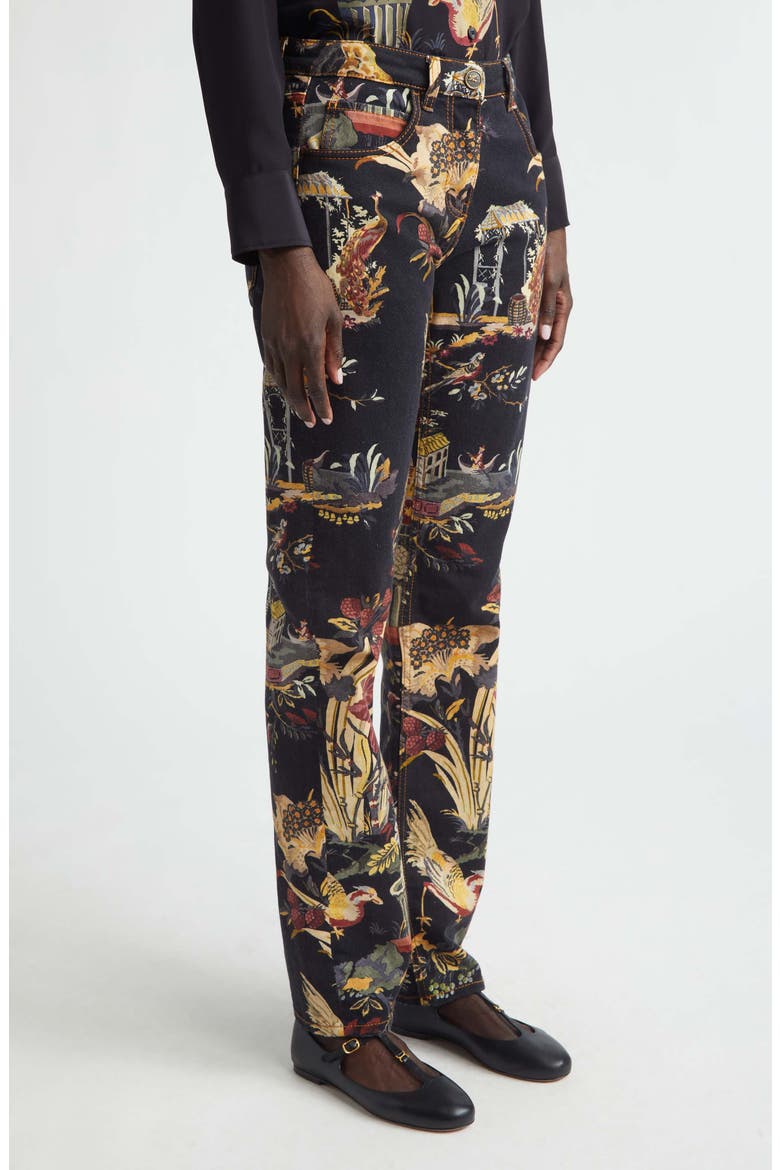Floral Stretch Jeans, Alternate, color, BLACK