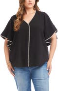 Karen Kane Edge Stitch Flutter Sleeve Top
