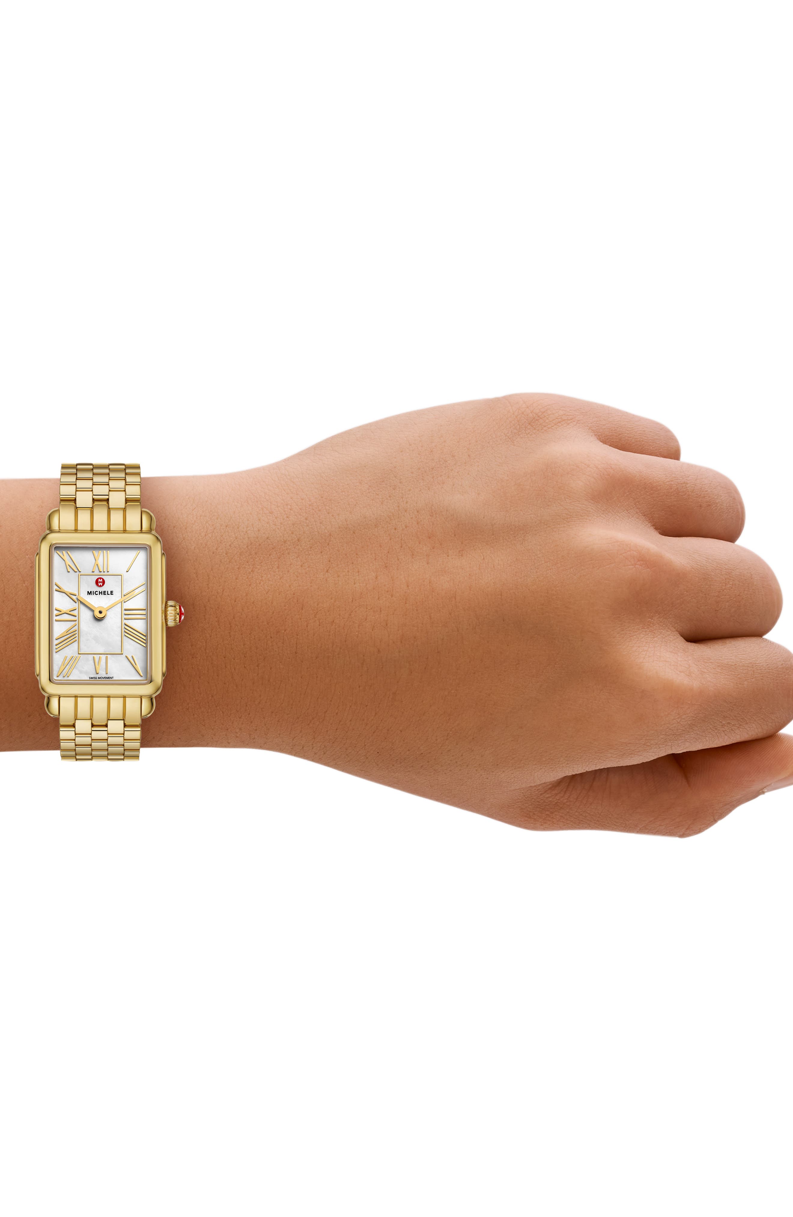 Женские часы MICHELE Deco Park Mother-of-Pearl Bracelet Watch, 23mm x 29mm — фото 2