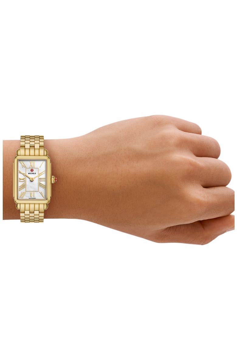 Deco Park Mother-of-Pearl Bracelet Watch, 23mm x 29mm, Alternate, color, GOLD