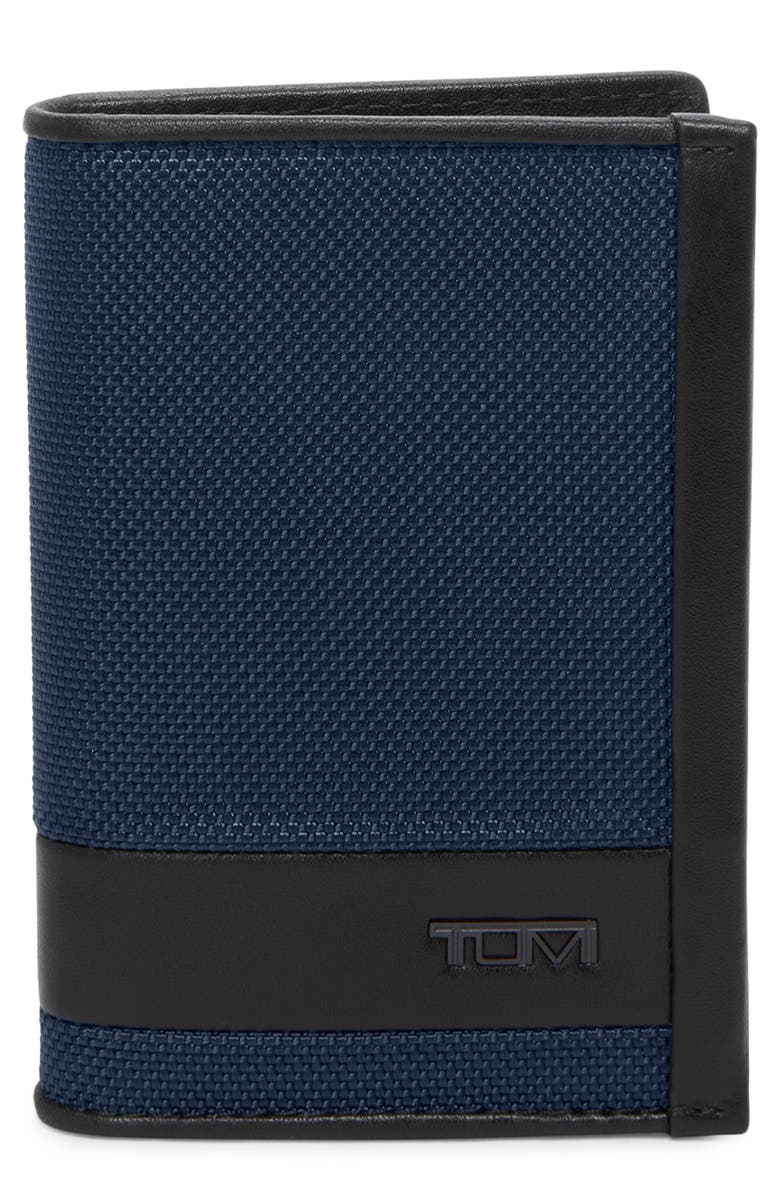 TUMI Multi Window Leather Card Case, Main, color, Navy