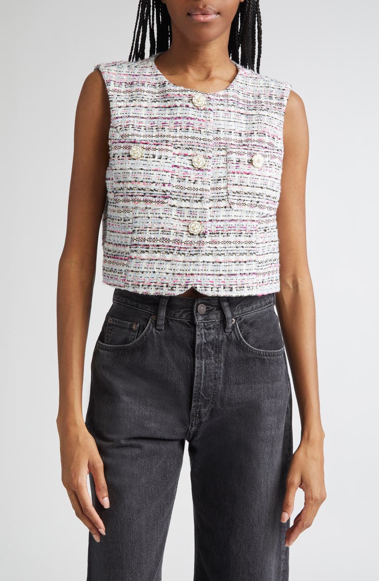 Cinq à Sept Auden Tweed Vest, Main, color, Vibrant Plum Multi