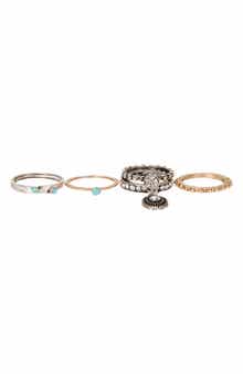 OLIVIA WELLES Mixed Metal Stackable Ring Set