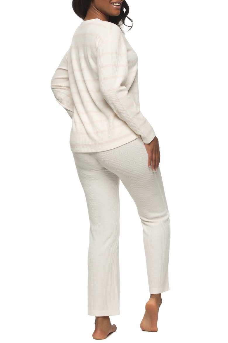Jolie Thermal Knit Henley Pajamas, Alternate, color, WHISPER WHITE
