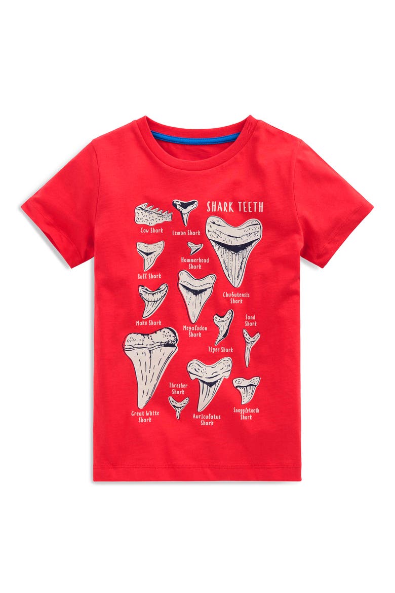 Kids' Shark Tooth Glow in the Dark Graphic T-Shirt, Main, color, HOT CORAL SHARKS TEETH