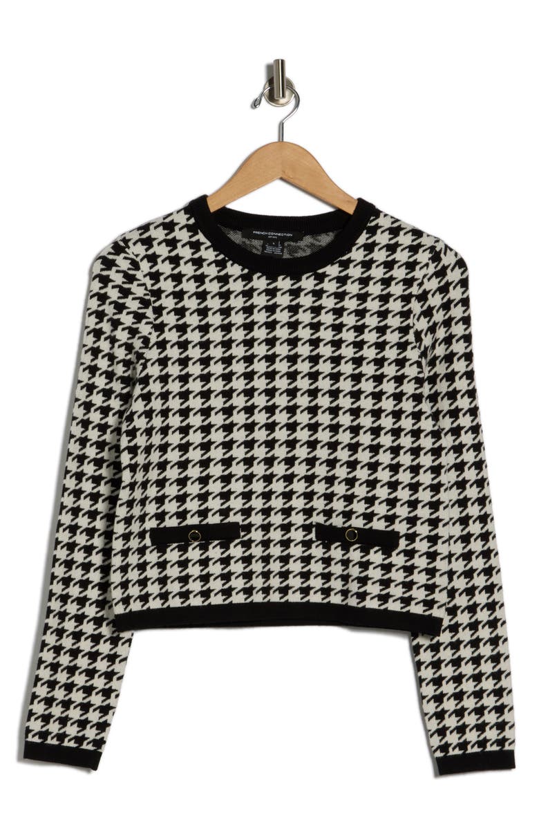 French Connection Houndstooth Jacquard Sweater, Alternate, color, Black/ White Houndstooth