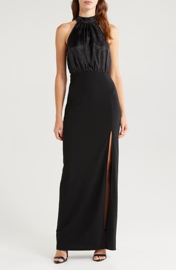 Organza & Crepe Halter Gown