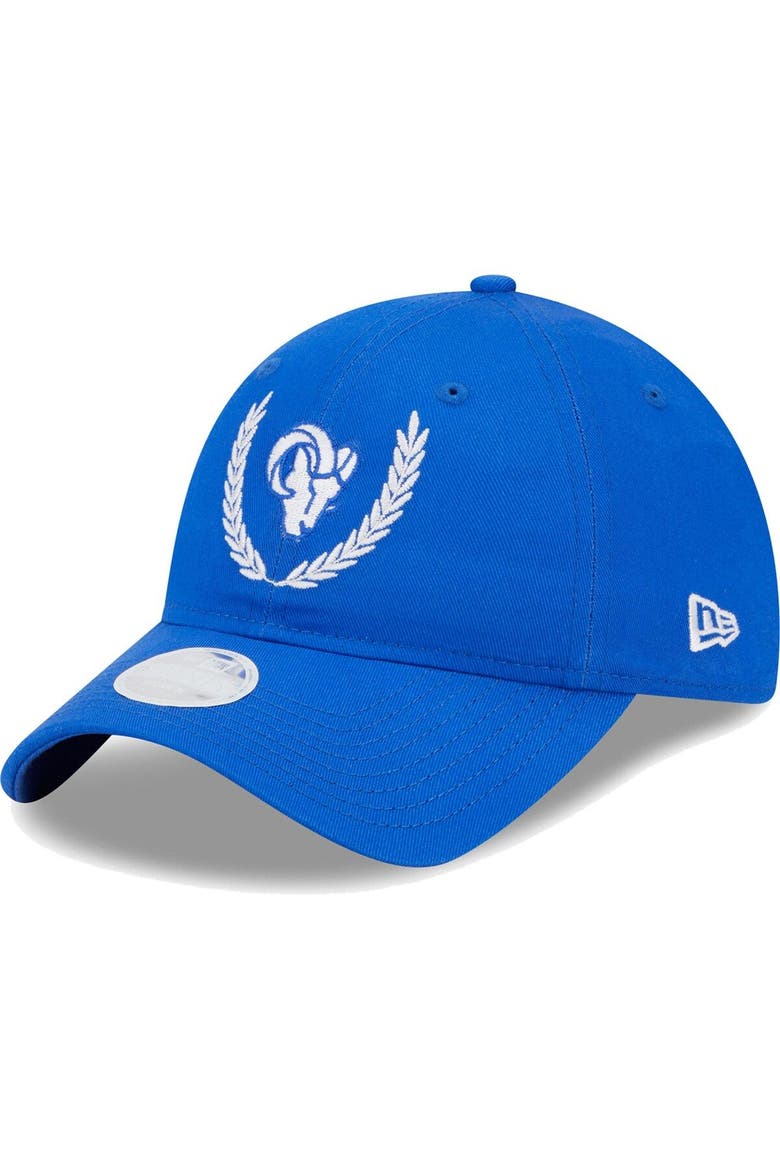 Women's New Era Royal Los Angeles Rams Leaves 9TWENTY Adjustable Hat, Main, color, Royal
