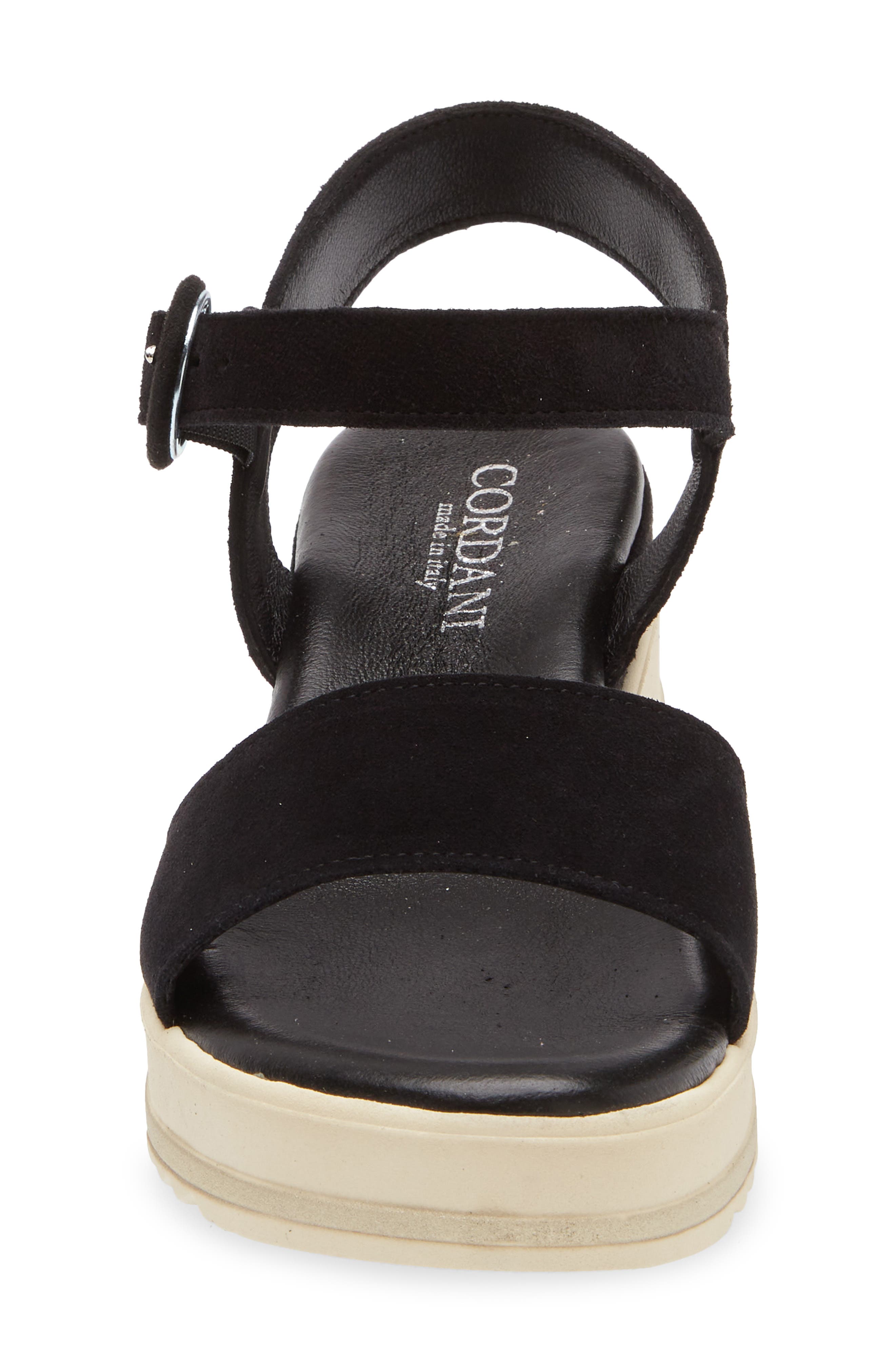 Cordani Arielle Ankle Strap Platform Wedge Sandal, Alternate, color, Black Suede