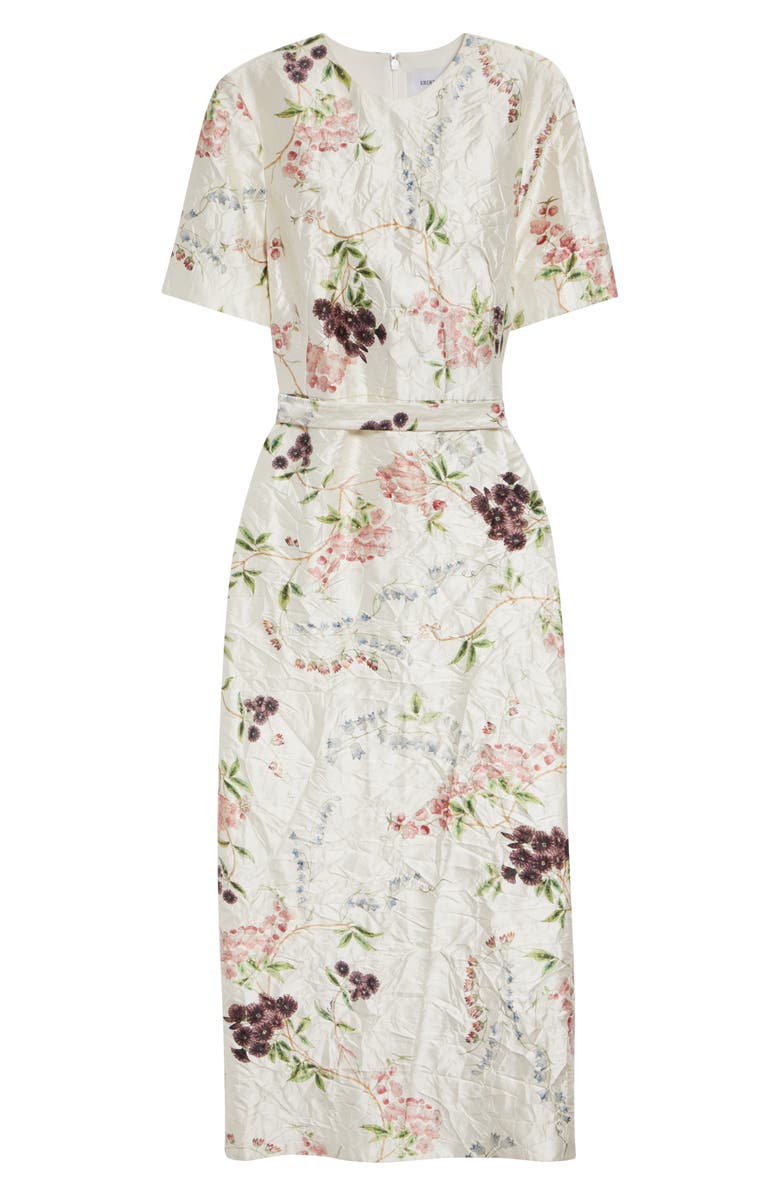 Erdem Floral Print Textured Satin Midi Pencil Dress, Alternate, color, French Chintz Multi White