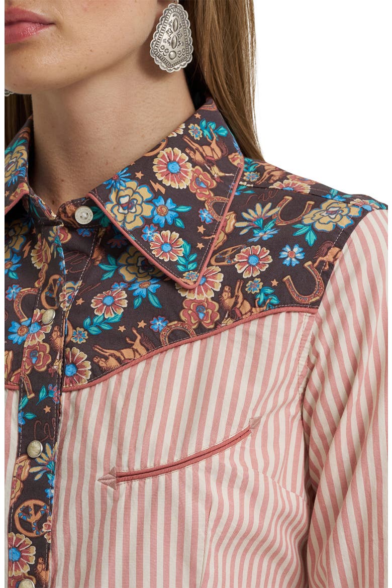 x Lainey Wilson Prairie Print Western Snap Shirt, Alternate, color, WHITE