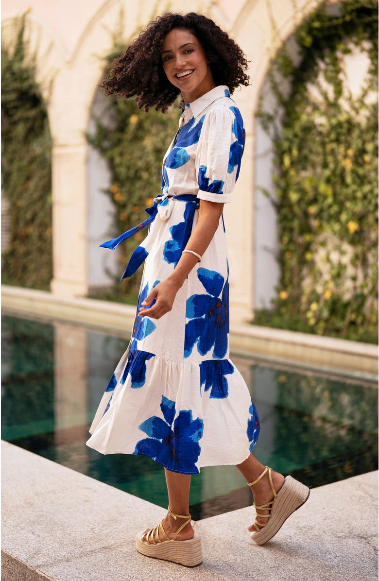 Yumi Scattered Floral Shirt Dress, Alternate, color, Blue