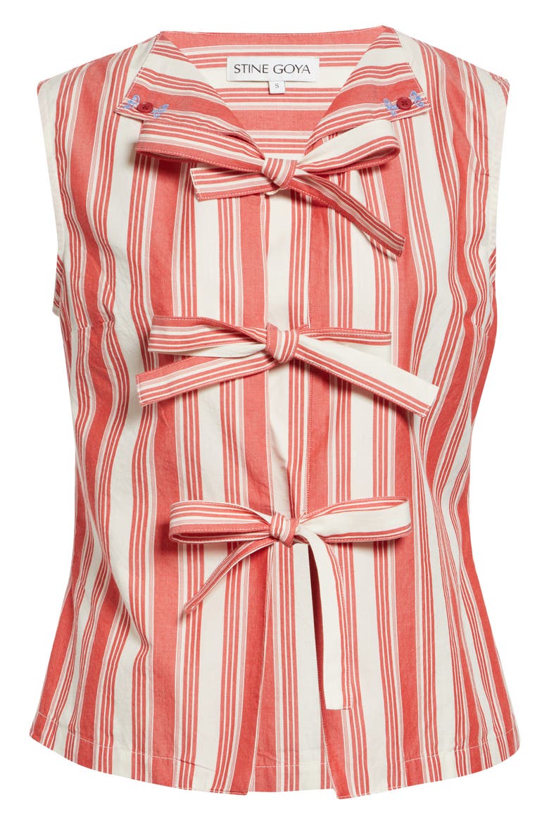 Stripe Organic Cotton Vest, Alternate, color, SCARLET TROT