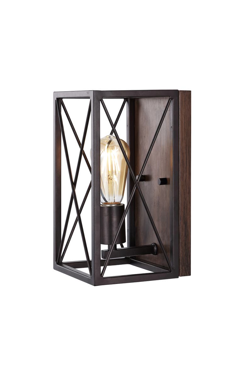 Norris 1-Light Farmhouse Rustic Iron LED Sconce, Main, color, Oil Rubbed Bronze