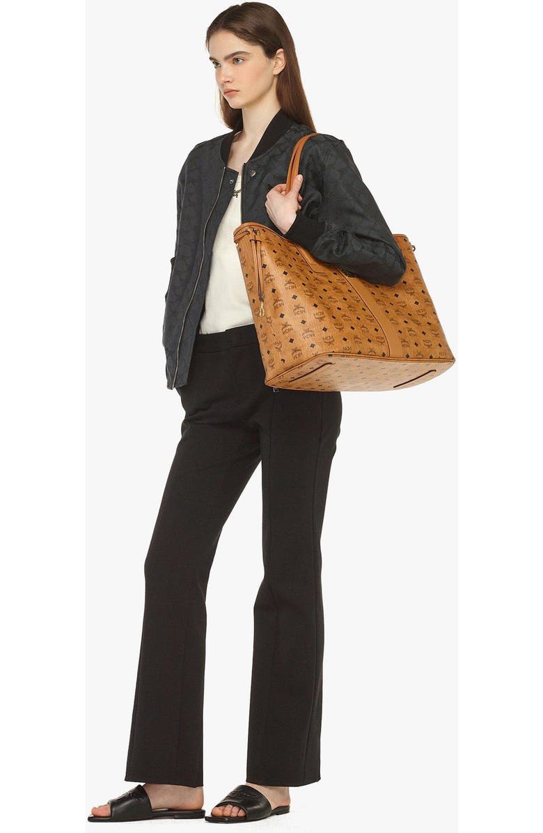 MCM Large Reversible Liz Shopper in Visetos, Alternate, color, Cognac