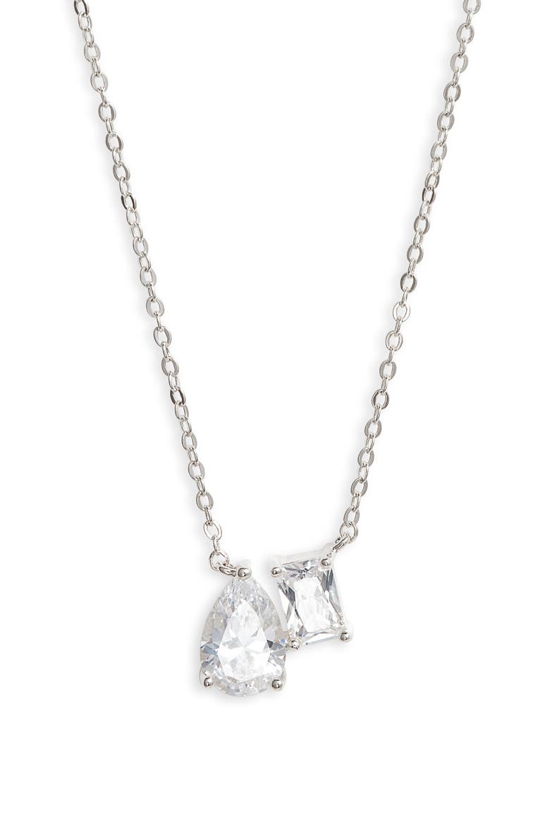 Cubic Zirconia Pendant Necklace, Main, color, CLEAR- SILVER