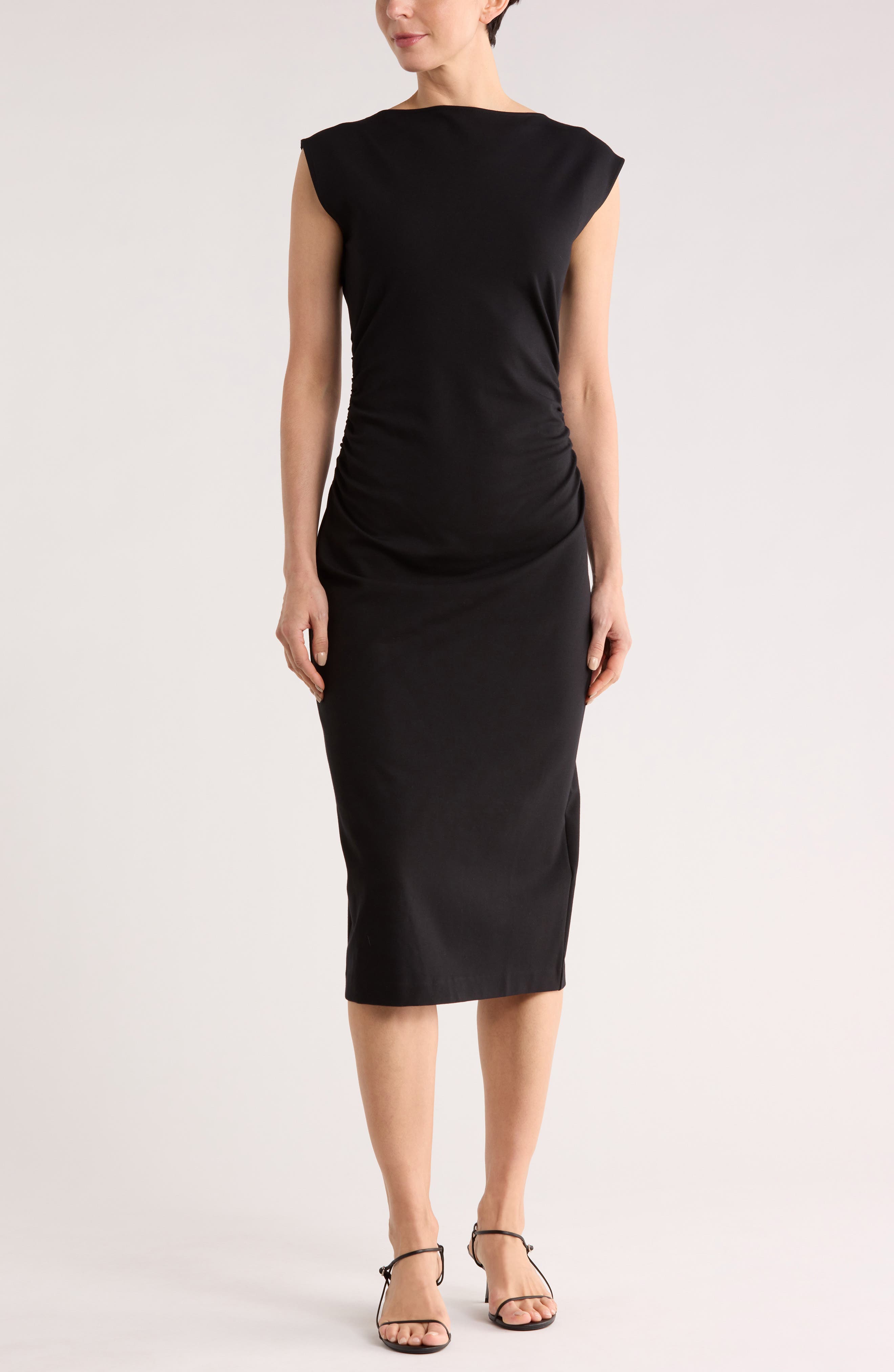 NORDSTROM RACK Ruched High Neck Ponte Dress