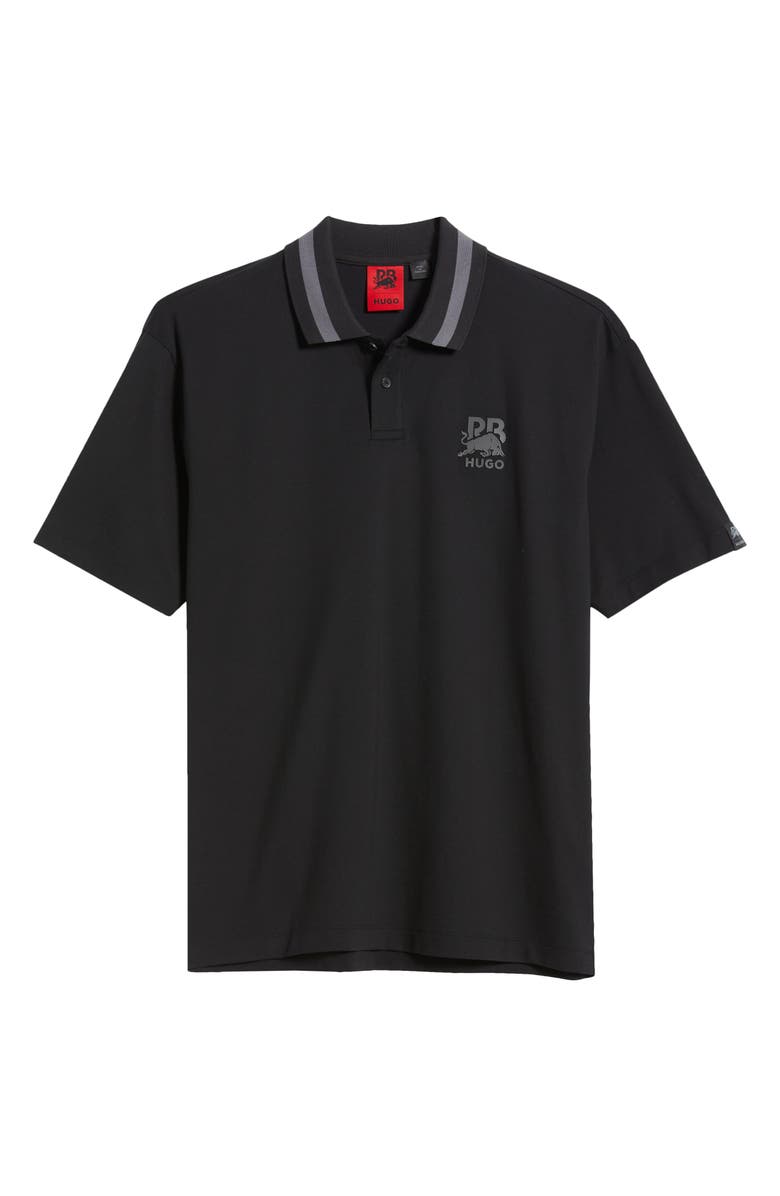 HUGO x RB Formula One<sup>™</sup> Team Relaxed Fit Stretch Piqué Polo, Alternate, color, Black