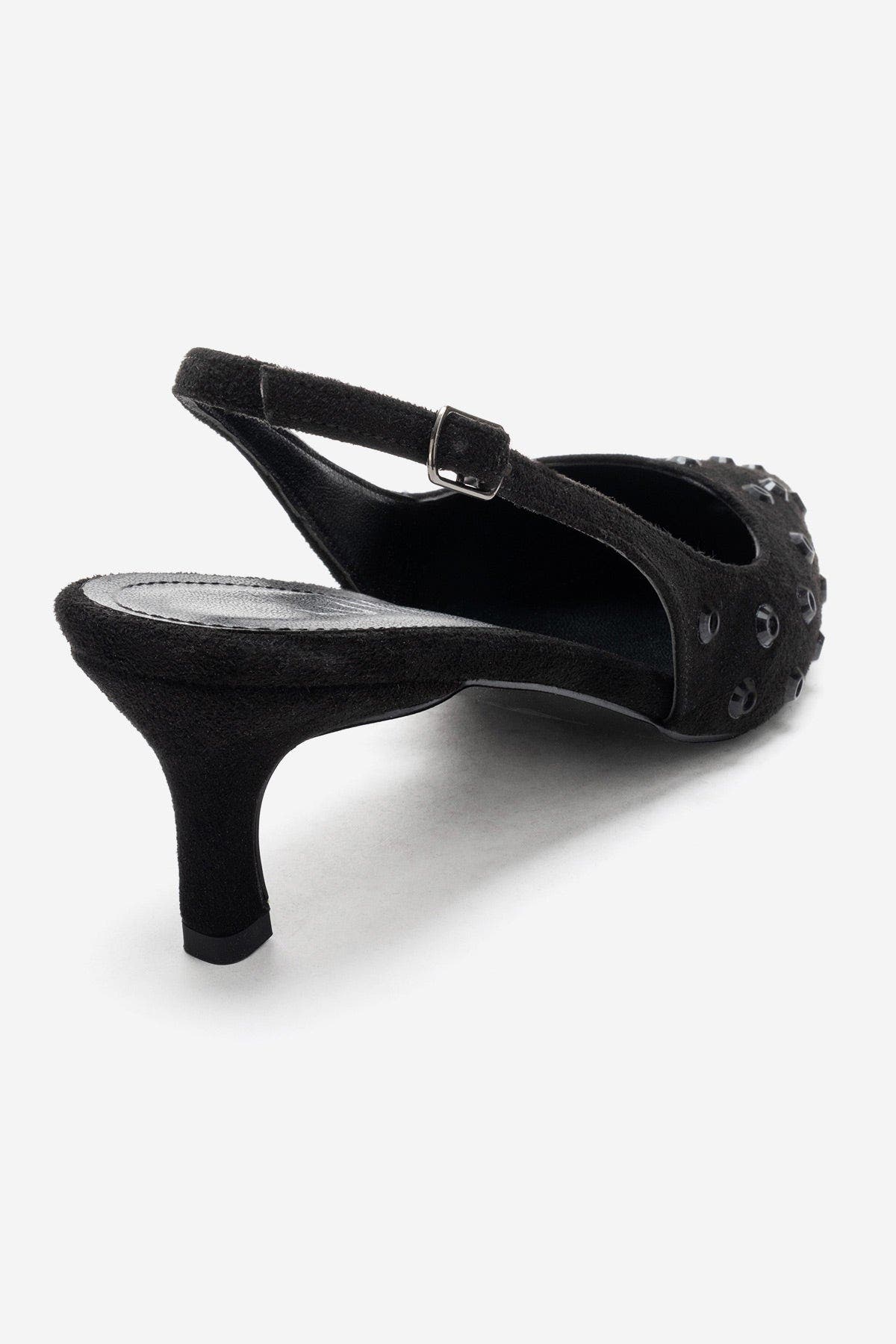 Lorex Embellished Stiletto Slingback Pump, Alternate, color, Black Suede