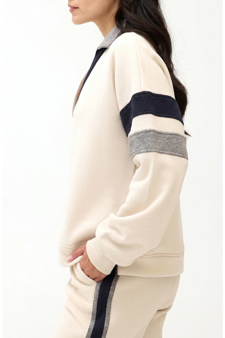 Lourdes Colorblock Fleece Sweatshirt, Alternate, color, TAPIOCA/ HEATHER GREY