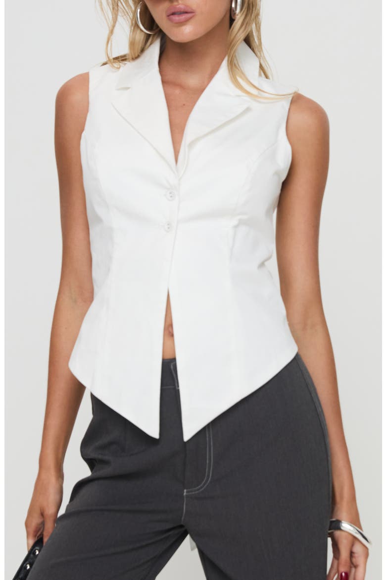 Campus Tie Back Organic Cotton Longline Vest, Main, color, WHITE