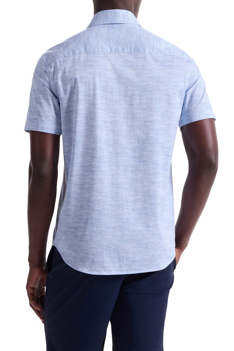 Miles OoohCotton® Space Dye Short Sleeve Button-Up Shirt, Alternate, color, WHITE