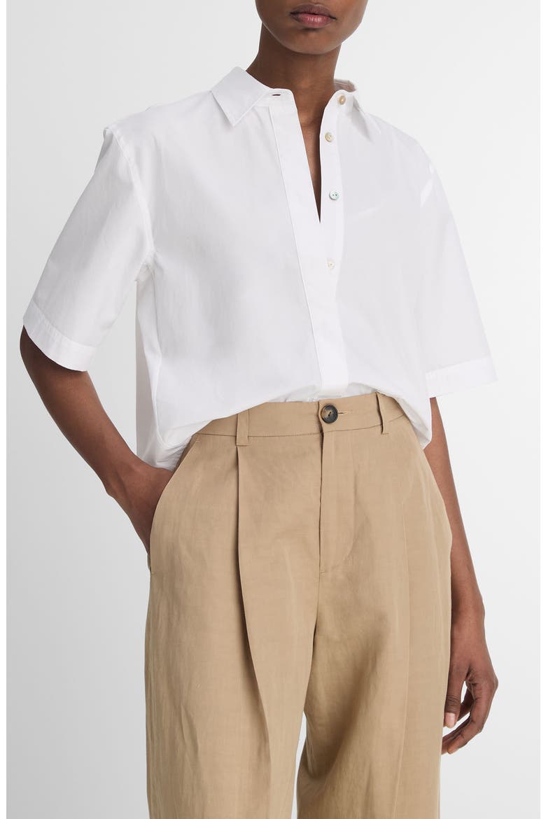 Oversize Crop Cotton Shirt, Alternate, color, OPTIC WHITE