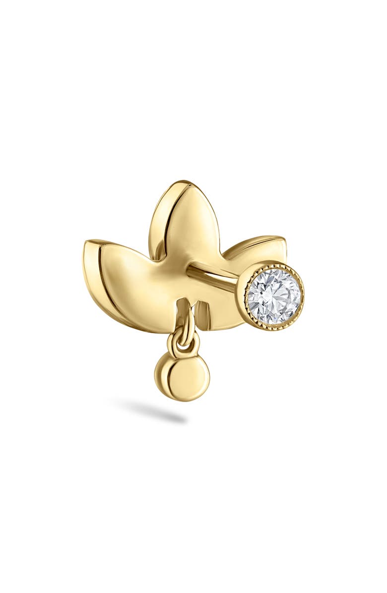 MARIA TASH Invisible Diamond Lotus with Dangle Singled Threaded Stud Earring, Alternate, color, Yellow Gold