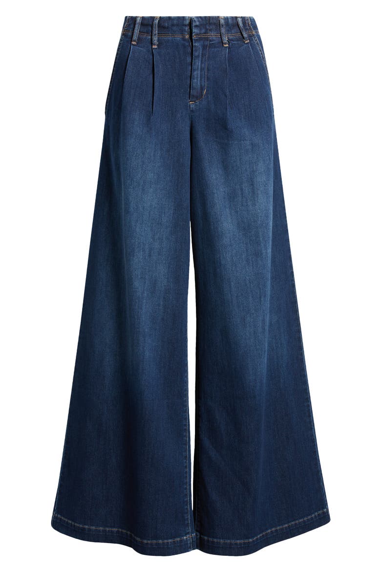 Pleated High Waist Super Wide Leg Jeans, Alternate, color, QUINLIN
